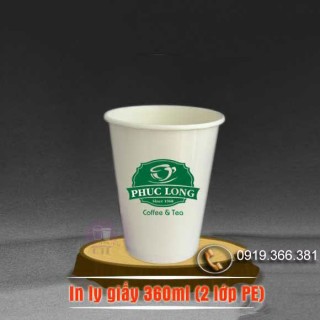 IN LOGO Ly giấy 14oz 360ml (1.000 ly / thùng) 1 màu bao gồm (IN + LY)